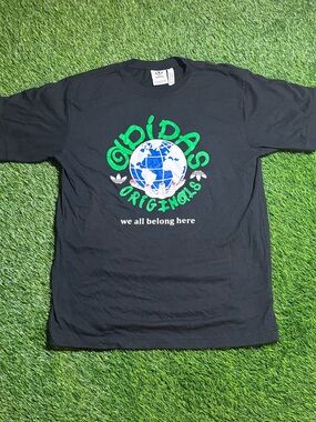 Adidas Originals T-Shirt Mens M Black We All Belong Here World Together